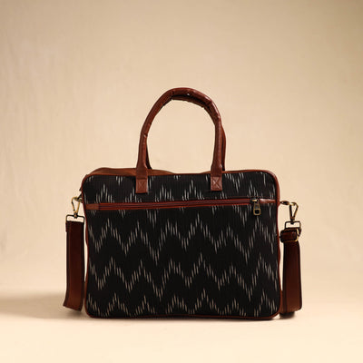 Black - Handmade Pochampally Ikat Laptop Bag 29
