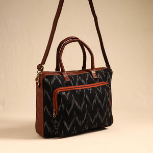 Black - Handmade Pochampally Ikat Laptop Bag 29