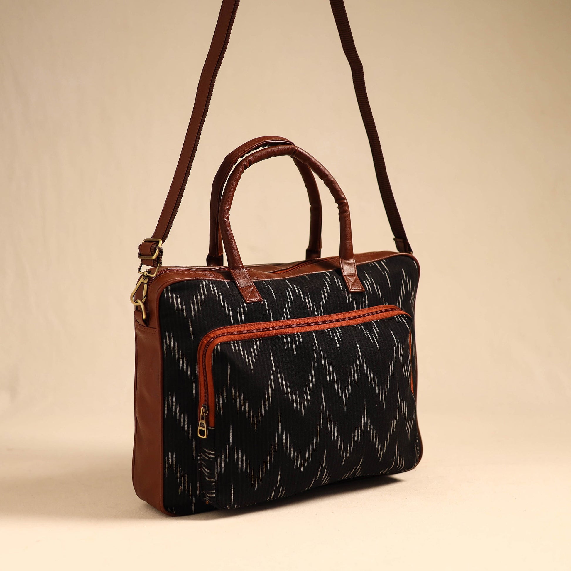 Black - Handmade Pochampally Ikat Laptop Bag 29