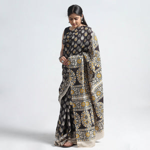 Black - Kalamkari Printed Silk Cotton Saree