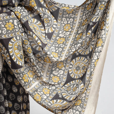 Black - Kalamkari Printed Silk Cotton Saree