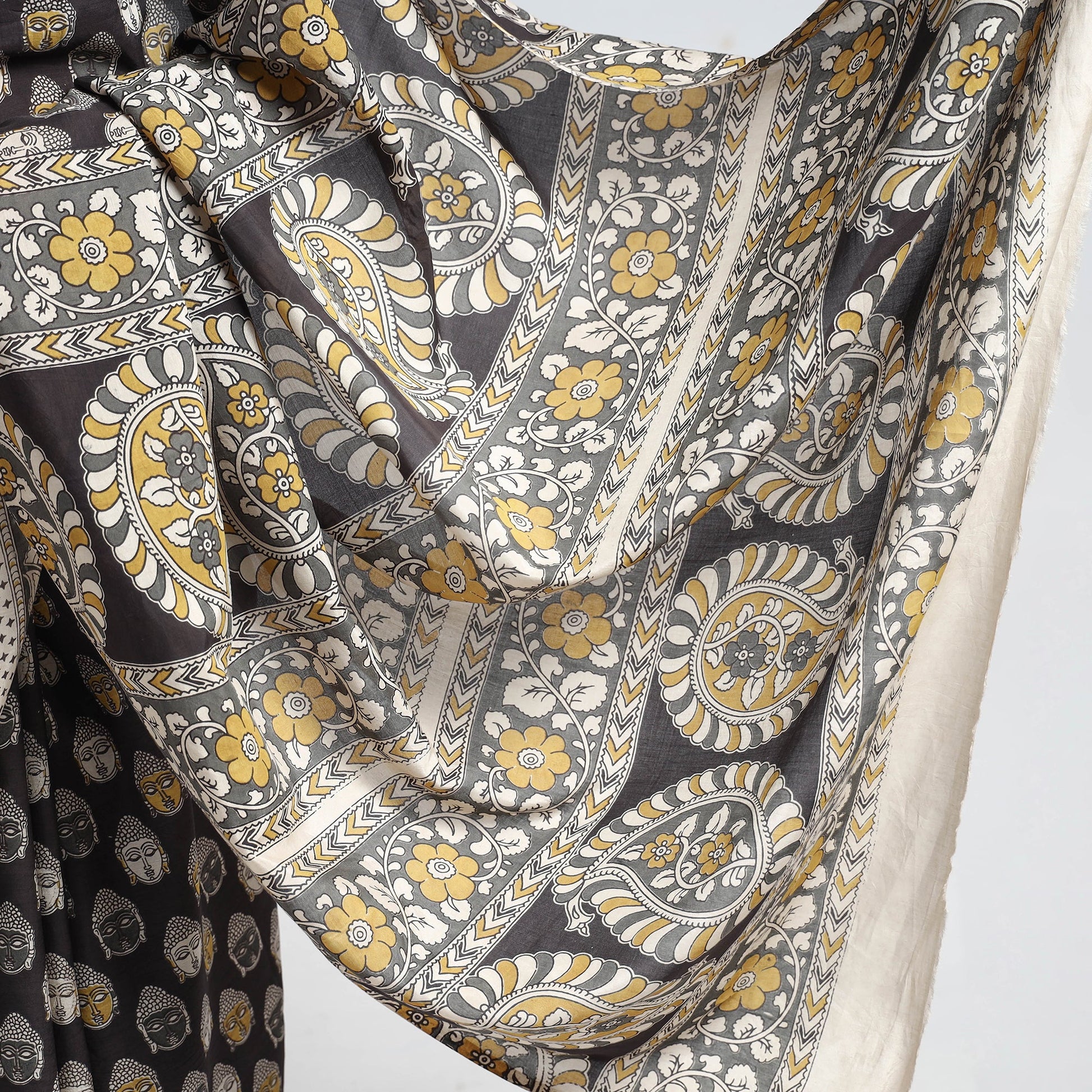 Black - Kalamkari Printed Silk Cotton Saree