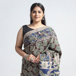 Brown - Kalamkari Printed Silk Cotton Saree