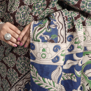 Brown - Kalamkari Printed Silk Cotton Saree