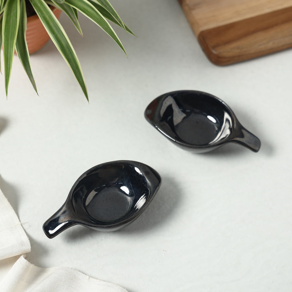 Black - Ceramic Dip Bowls (Set of 2)
