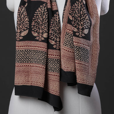 Brown - Bagh Block Printing Natural Dyed Crepe Silk Stole