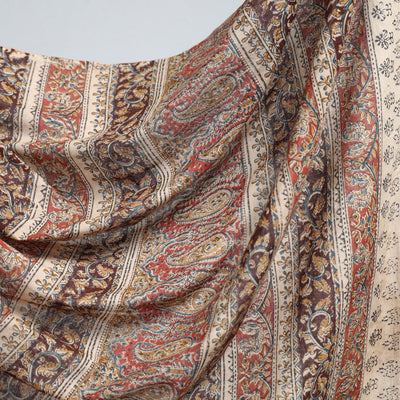 Brown - Pedana Block Print Cotton Kalamkari Saree