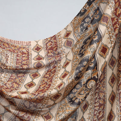 Brown - Pedana Block Print Cotton Kalamkari Saree
