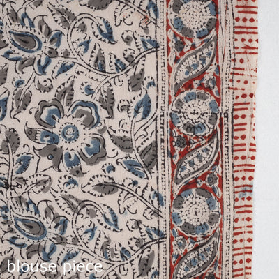 Black - Pedana Block Print Cotton Kalamkari Saree