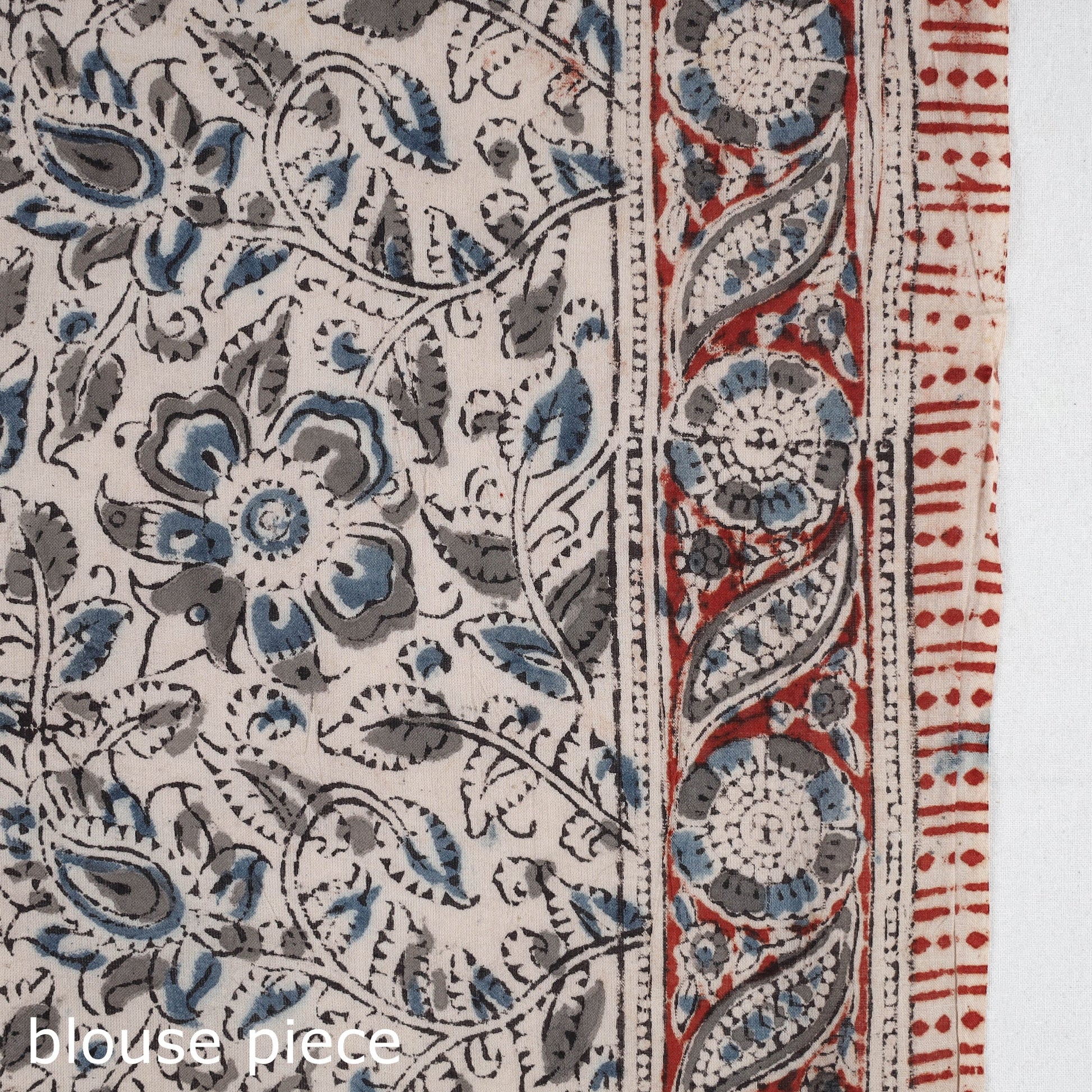 Black - Pedana Block Print Cotton Kalamkari Saree