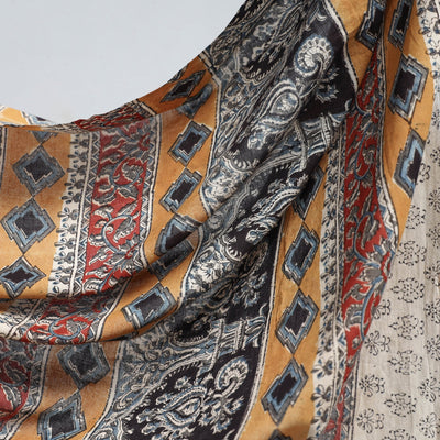 Black - Pedana Block Print Cotton Kalamkari Saree
