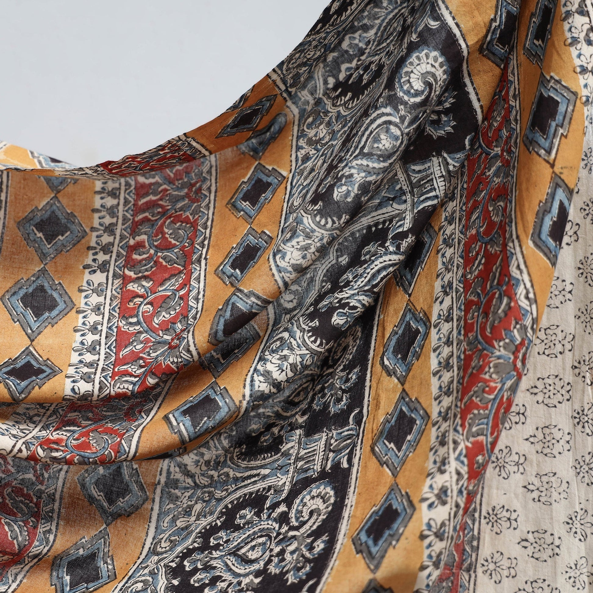 Black - Pedana Block Print Cotton Kalamkari Saree