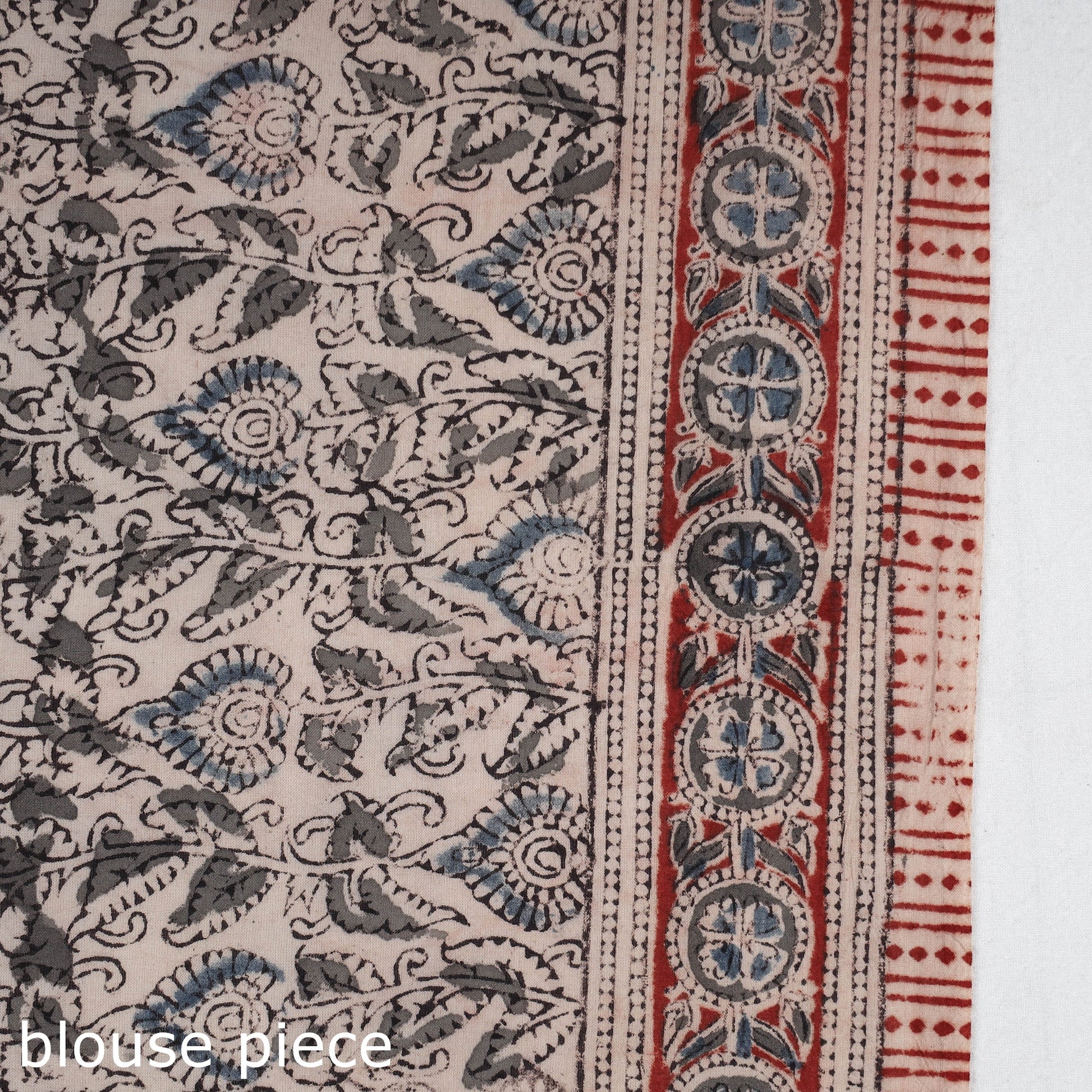 Black - Pedana Block Print Cotton Kalamkari Saree
