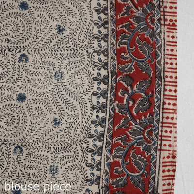 Black - Pedana Block Print Cotton Kalamkari Saree