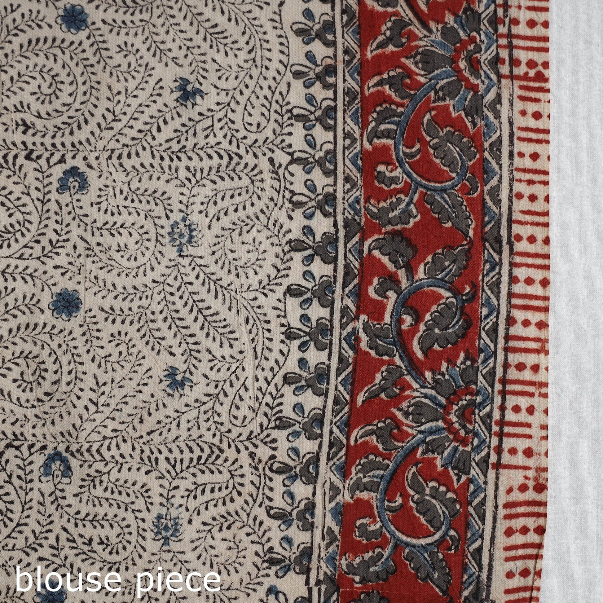 Black - Pedana Block Print Cotton Kalamkari Saree
