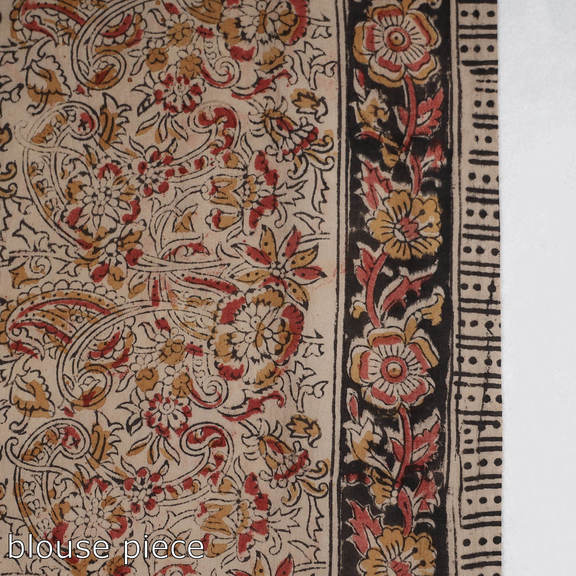 Brown - Pedana Block Print Cotton Kalamkari Saree