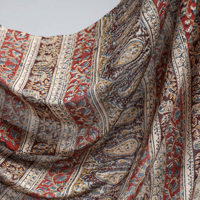 Brown - Pedana Block Print Cotton Kalamkari Saree
