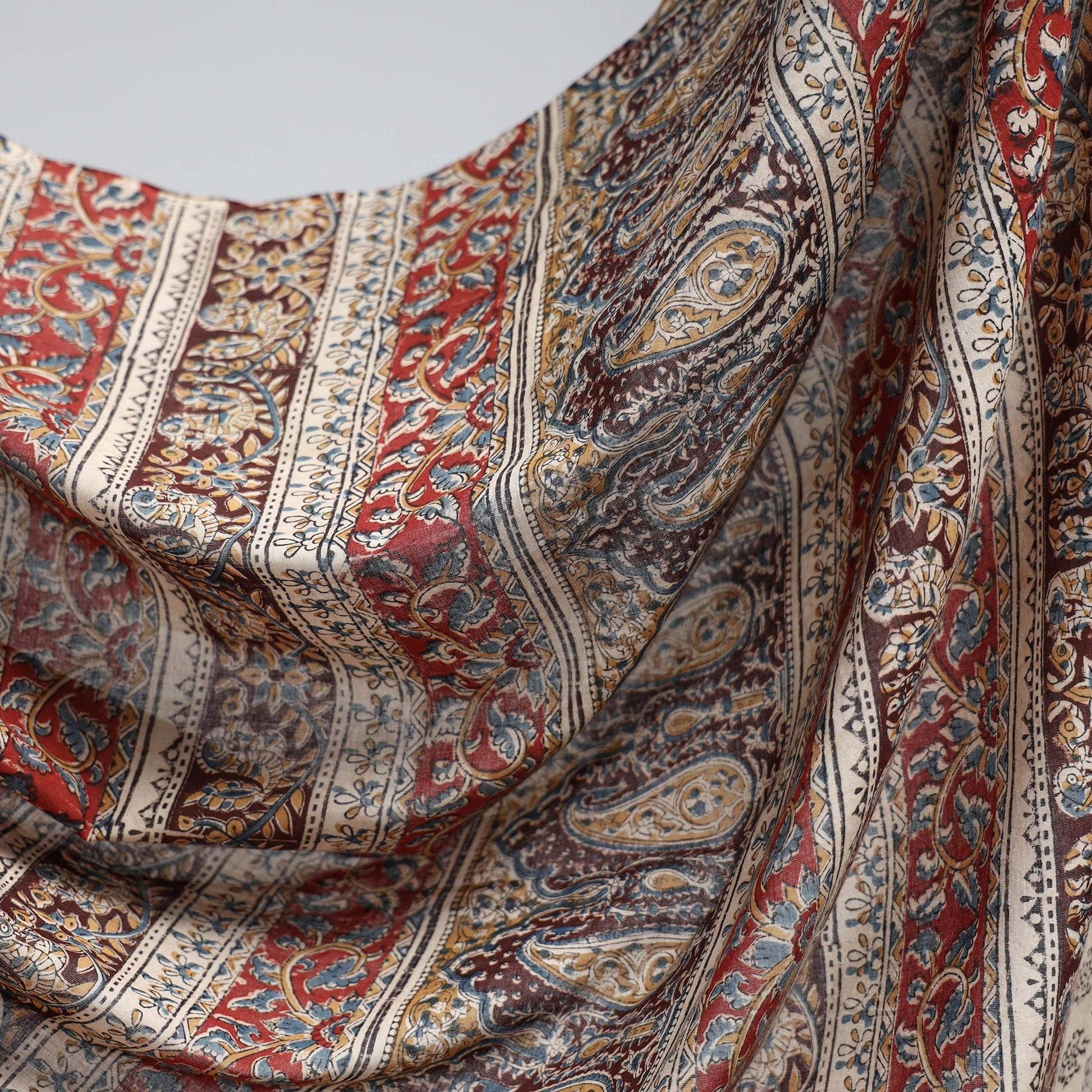 Brown - Pedana Block Print Cotton Kalamkari Saree