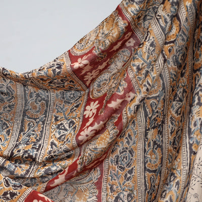 Beige - Pedana Block Print Cotton Kalamkari Saree