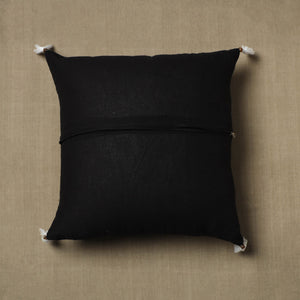 Black - Kantha Stitch Ikat Cotton Cushion Cover (16 x 16 in) 03