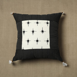 Black - Kantha Stitch Ikat Cotton Cushion Cover (16 x 16 in) 04