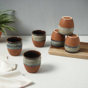 Brown - Ceramic Dual Tone Kullad (Set of 6)