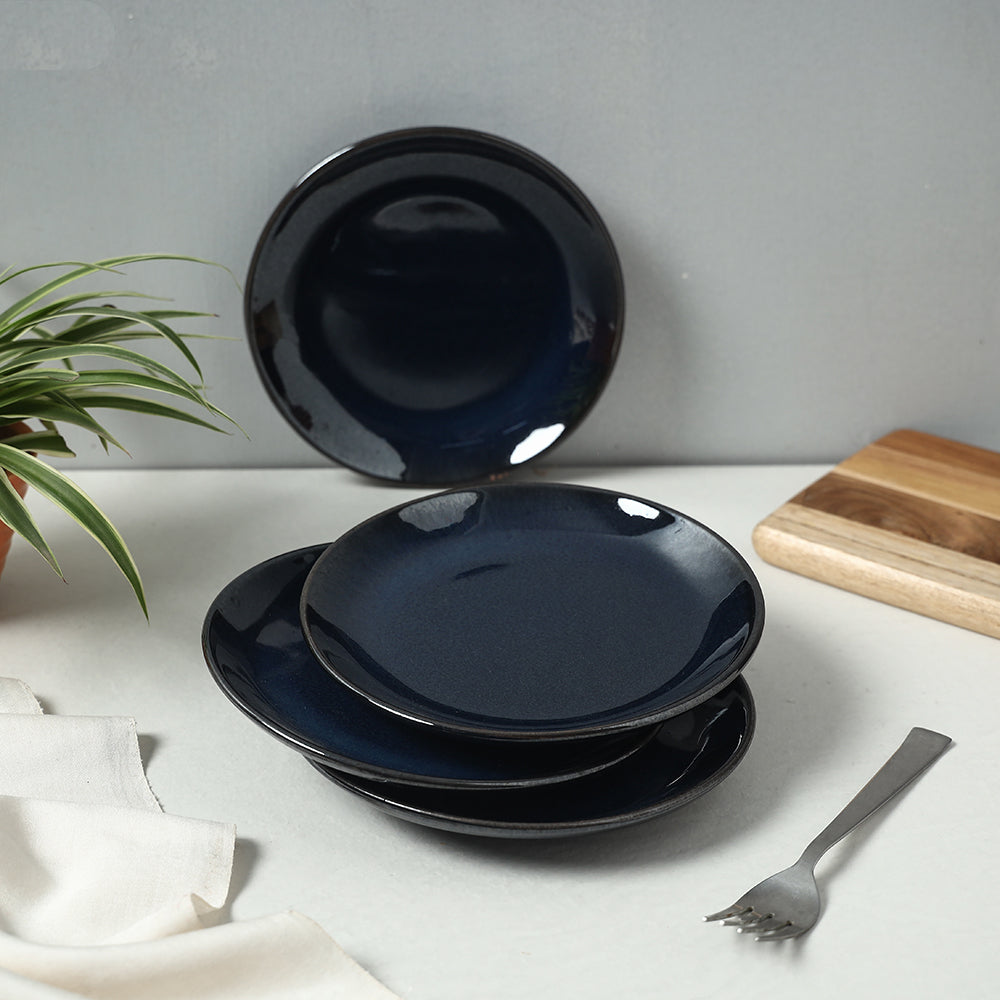 Blue - Ceramic Hand Glazed Plates (Set of 4)
