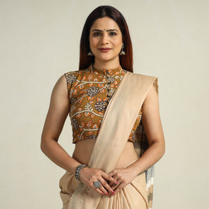 Brown - Kalamkari Printed Cotton Stitched Blouse 01