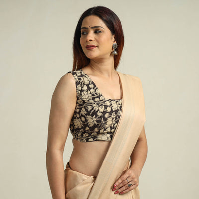 Black - Kalamkari Printed Cotton Stitched Blouse 07
