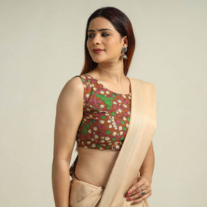 Brown - Kalamkari Printed Cotton Stitched Blouse 10