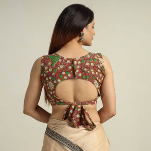 Brown - Kalamkari Printed Cotton Stitched Blouse 10