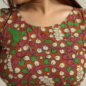 Brown - Kalamkari Printed Cotton Stitched Blouse 10