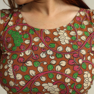 Brown - Kalamkari Printed Cotton Stitched Blouse 10