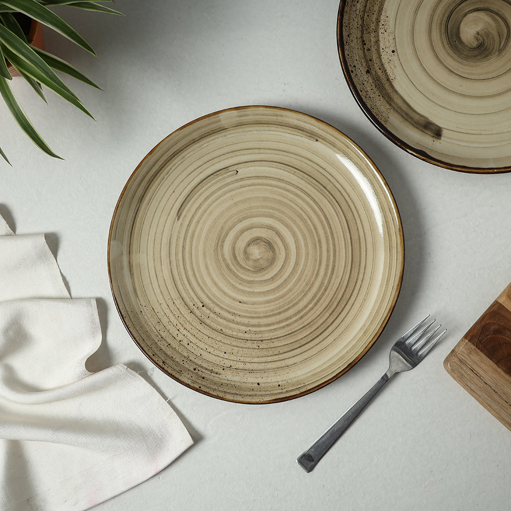 Beige - Hand Glazed Ceramic Plates (Set of 2)