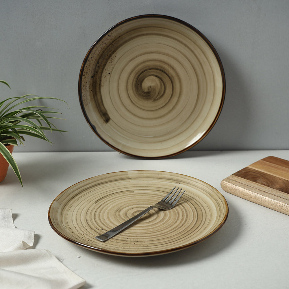 Beige - Hand Glazed Ceramic Plates (Set of 2)