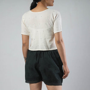 Black - Chikankari Hand Embroidered Cotton Short