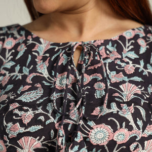 Black - Sanganeri Block Printed Cotton Stitched Blouse 03