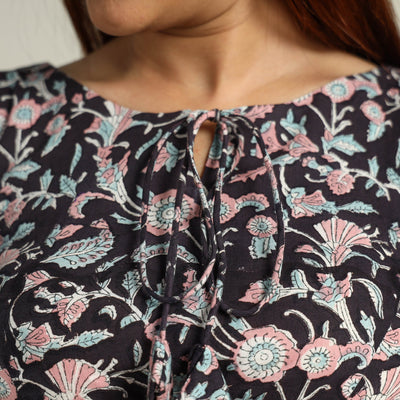 Black - Sanganeri Block Printed Cotton Stitched Blouse 03