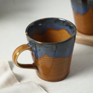 Brown - Ceramic Flow Design Mugs (Set of 2, 300 ml)