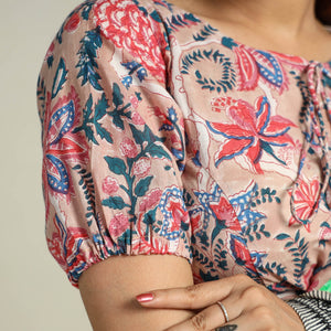 Beige - Sanganeri Block Printed Cotton Stitched Blouse 07