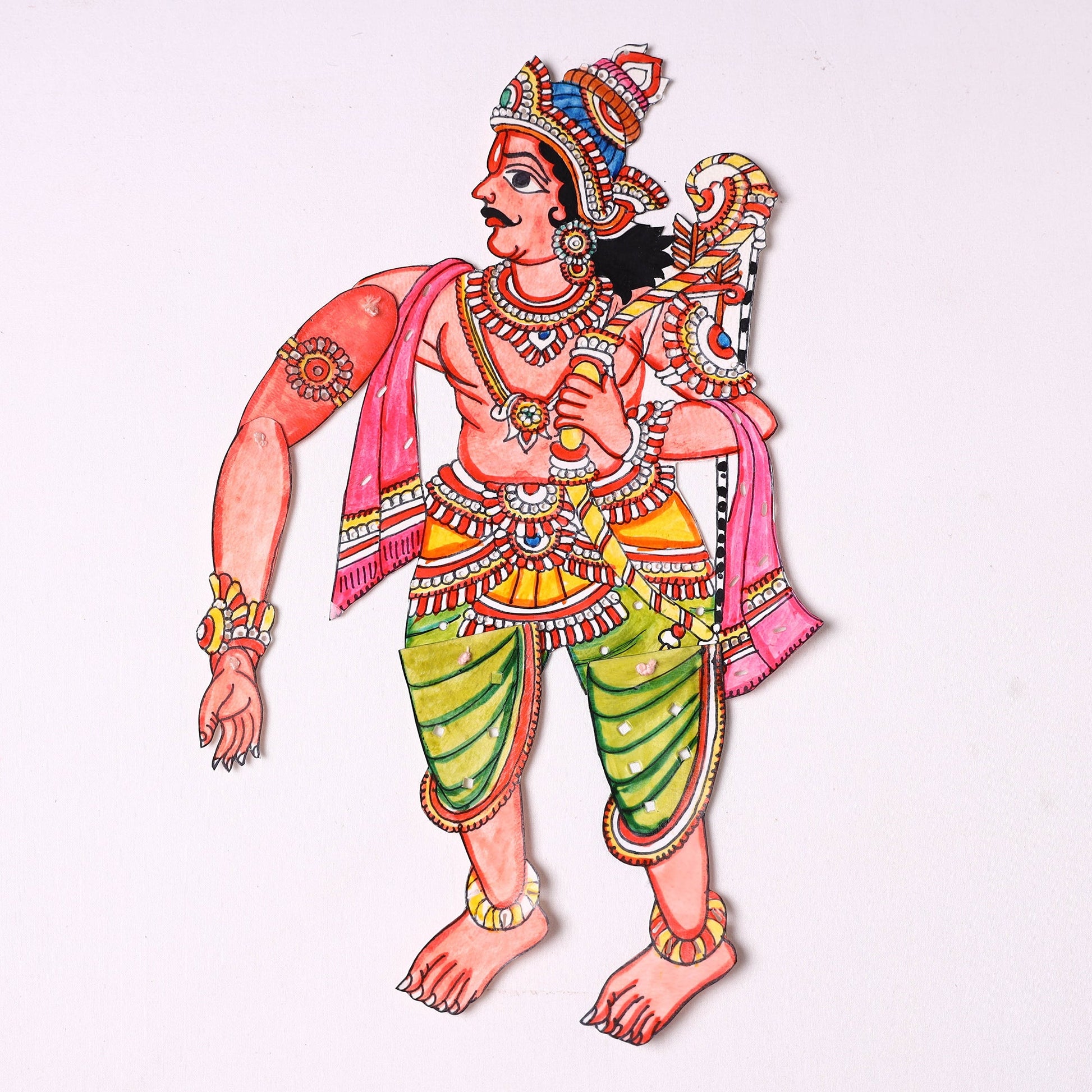 Arjuna - Tholu Bommalata Leather Puppet (16 x 10 in)