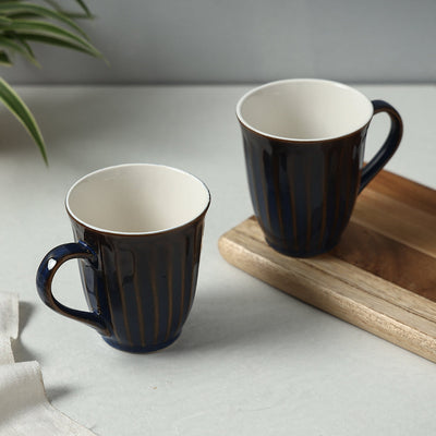 Blue - Ceramic Mugs (Set of 2, 300 ml)