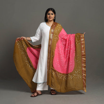 Brown - Kutch Tie-Dye Cotton Bandhani Dupatta with Border 29
