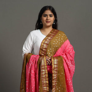 Brown - Kutch Tie-Dye Cotton Bandhani Dupatta with Border 29