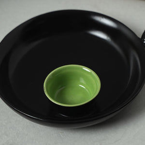 Black - Ceramic Chip and Dip Platter with Fixed Bowl