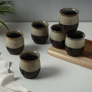 Brown - Ceramic Two Tone Kullads (Set of 6)