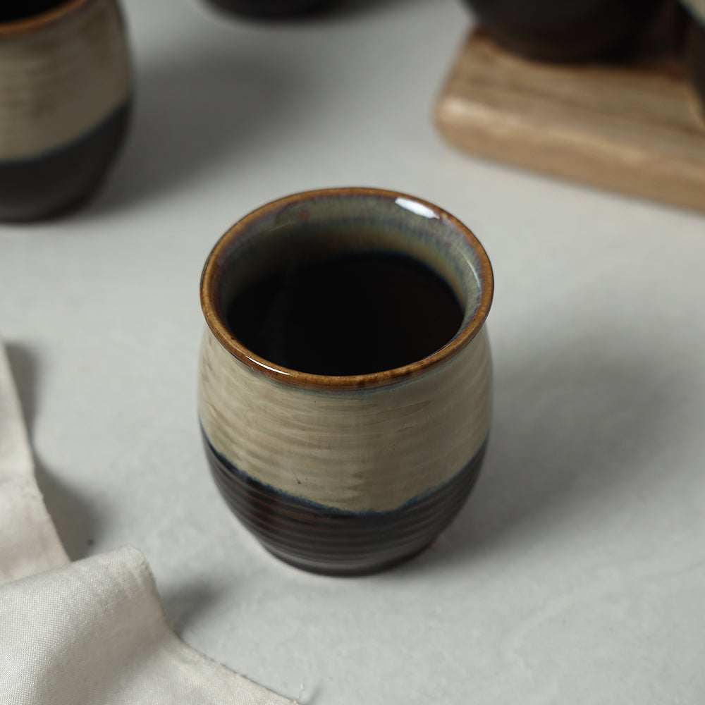 Brown - Ceramic Two Tone Kullads (Set of 6)
