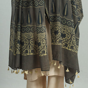 Brown - Hand Block Printed Cotton Ajrakh Dupatta 40