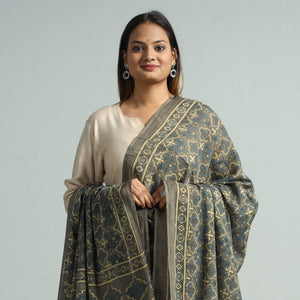 Brown - Hand Block Printed Cotton Ajrakh Dupatta 41