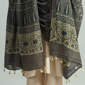 Brown - Hand Block Printed Cotton Ajrakh Dupatta 42